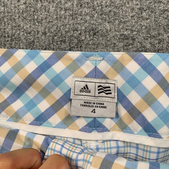 Adidas Shorts Womens 4 Multi Plaid Bermuda Performance Golf Zip Fly Pocket - Picture 7 of 13